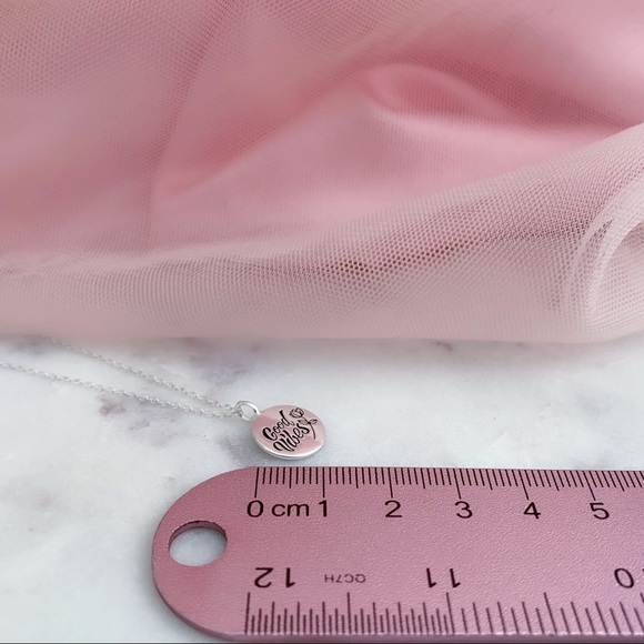 925 SS Good Vibes disc charm necklace - Picture 7 of 8